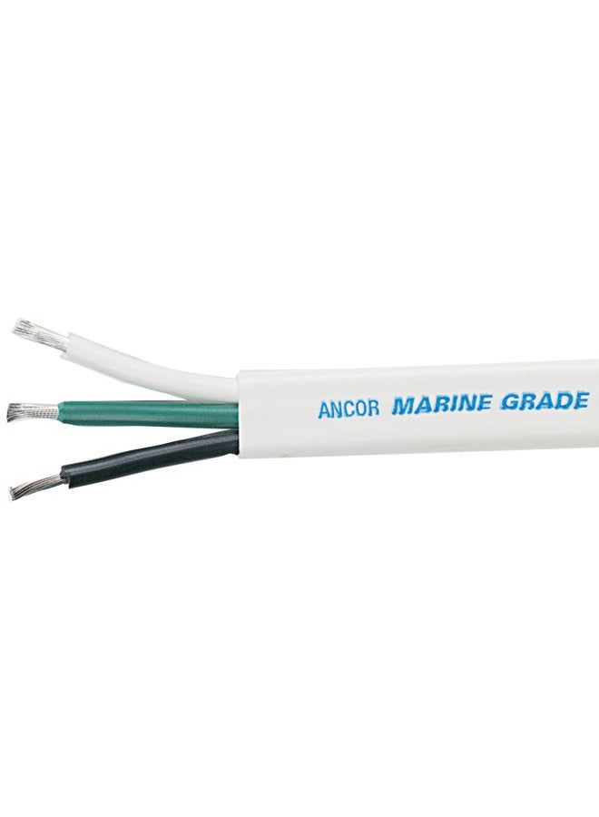 ancor كابل ثلاثي 131525، 14/3 AWG (3 × 2mm2)، مسطح - 250 قدم، أسود/أخضر/أبيض - Image 1