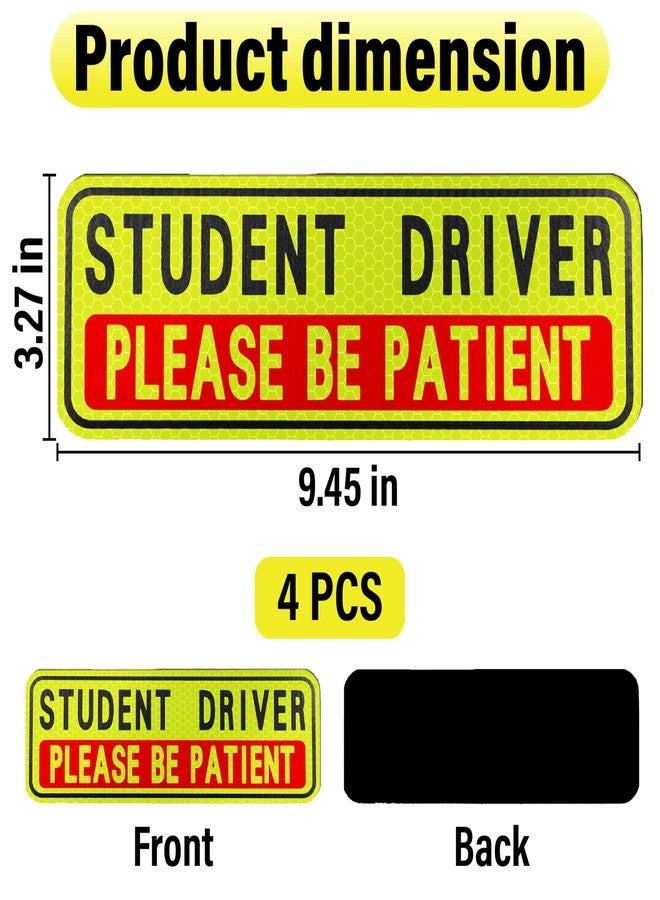 BFXM 4 PCS Student Driver Magnet for Car, Please Be Patient Student Driver, Funny Magnetic New Driver Safety Warning Bumper Sticker Signs, Reusable Movable Rookie Driver Reflective Magnets Stickers - Image 2