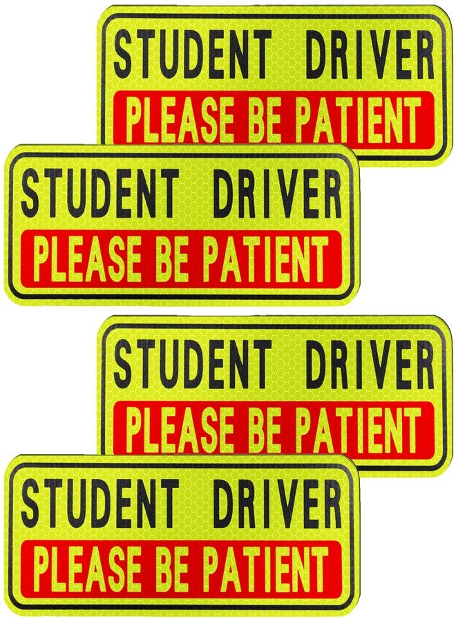 BFXM 4 PCS Student Driver Magnet for Car, Please Be Patient Student Driver, Funny Magnetic New Driver Safety Warning Bumper Sticker Signs, Reusable Movable Rookie Driver Reflective Magnets Stickers - Image 1