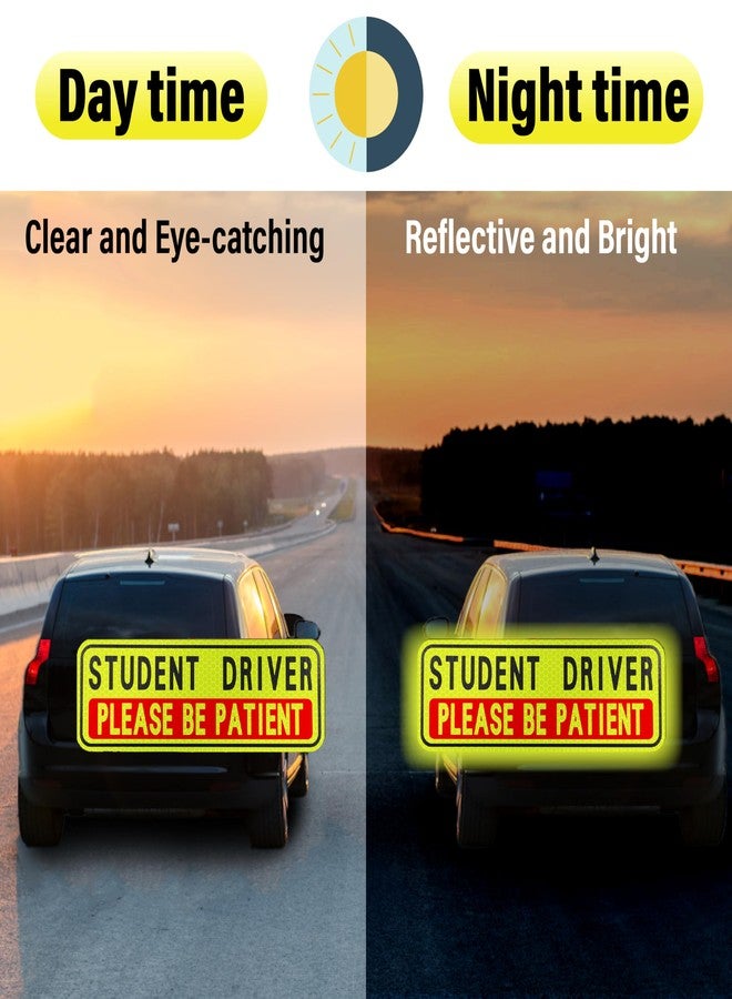 BFXM 4 PCS Student Driver Magnet for Car, Please Be Patient Student Driver, Funny Magnetic New Driver Safety Warning Bumper Sticker Signs, Reusable Movable Rookie Driver Reflective Magnets Stickers - Image 5