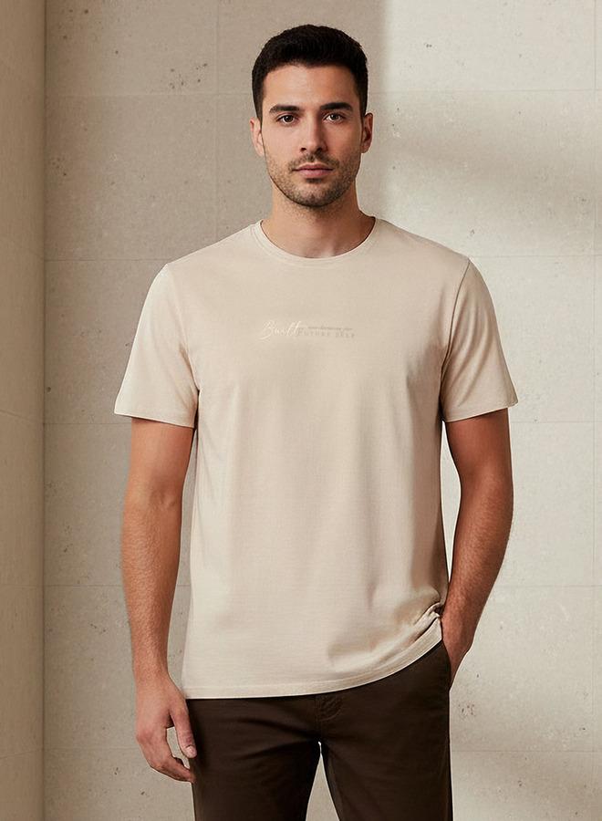 Iconic Men Slim Fit Round Neck Short Sleeve Slogan Print T-shirt - Image 1