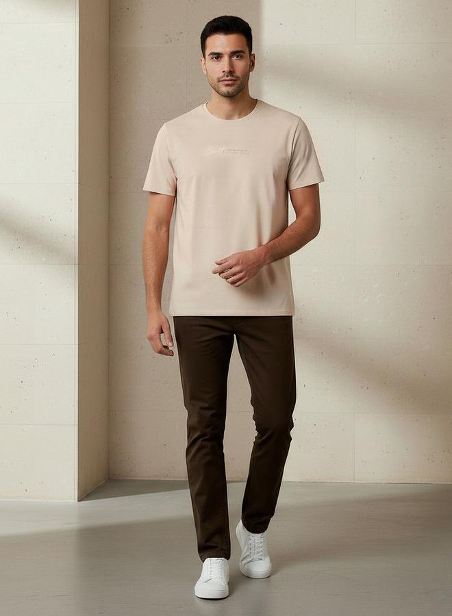 Iconic Men Slim Fit Round Neck Short Sleeve Slogan Print T-shirt - Image 2
