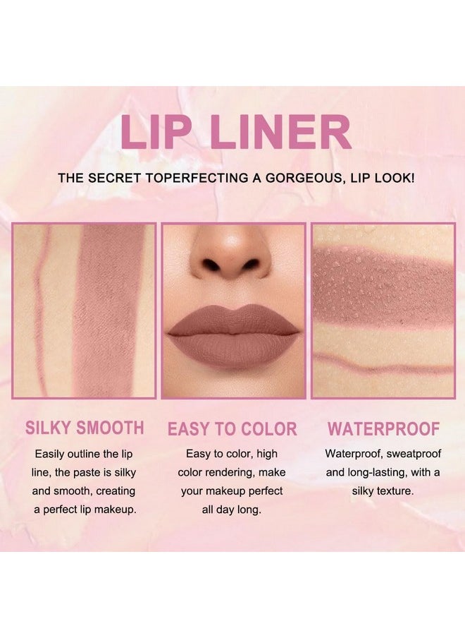 evpct 1Pcs Nude Brown Lip Liner And Lipstick Set Kit For Women Dnm Matte Lips Kit With Lip Liner Lip Stains Long Lasting Waterproof 24 Hour Lipstick And Lip Liners Combo Lipliners Pencil Set 12#  - Image 2