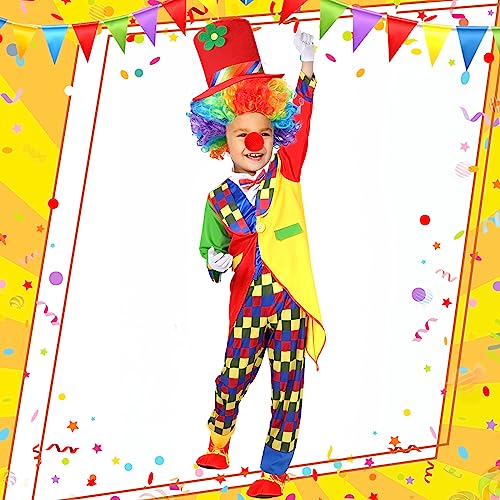Yahenda 7 Pcs Clown Costume Set Halloween Cosplay Clown Red Nose Wig Shoes Hat Accessories Circus Carnival Party(L) - Image 3