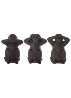 atmosphera 3-Piece Sage Exotic Resin Wisdom Monkey Statue Set Black 23 x 19 x 13.7 cm 155036  - Image 1