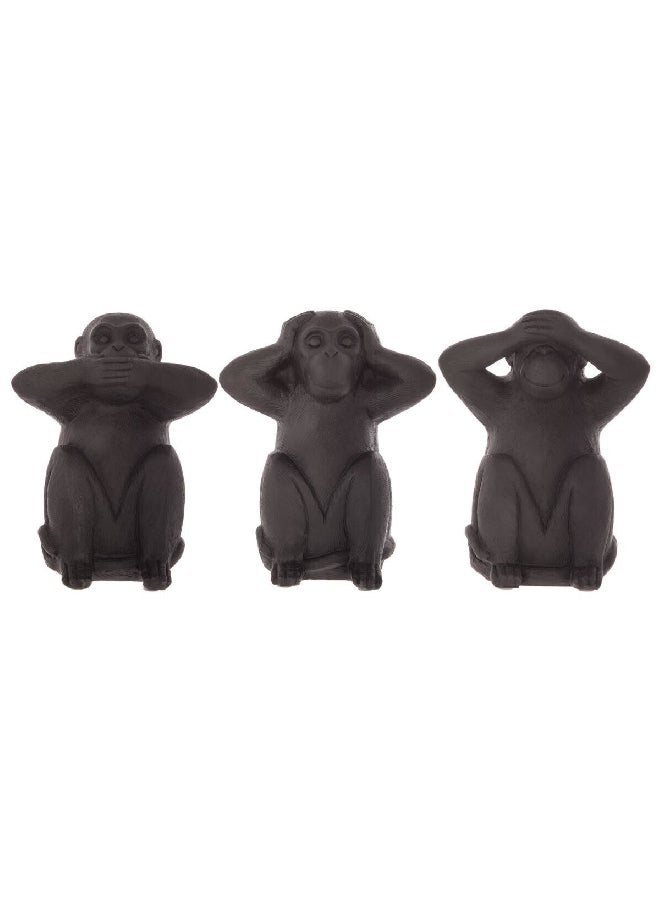 atmosphera 3-Piece Sage Exotic Resin Wisdom Monkey Statue Set Black 23 x 19 x 13.7 cm 155036  - Image 1