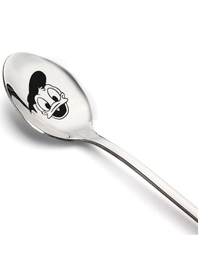 Classic Gift Cute Cartoon Pattern Stetney Donald Duck Bear Mickey Mouse Stainless Steel Spoon Ice-cream Spoon-Specifications:36#  - Image 4