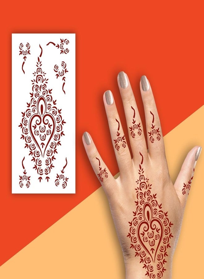 ORDERSHOCK Centered Palm Mehndi Bloom With Finger Beautiful Art For Every Function, Simple Mehndi Sticker For Girls & Women - Image 2