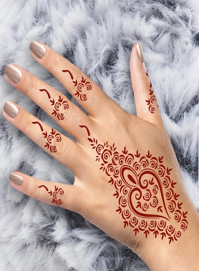 ORDERSHOCK Centered Palm Mehndi Bloom With Finger Beautiful Art For Every Function, Simple Mehndi Sticker For Girls & Women - Image 4