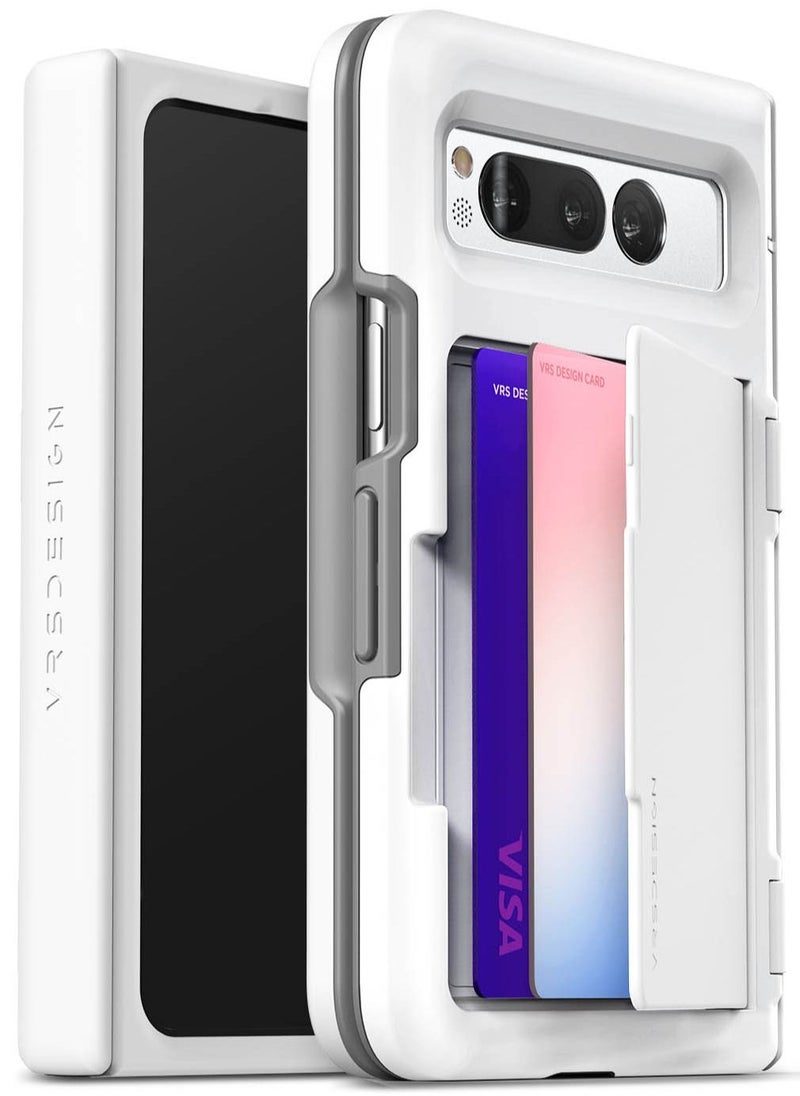 VRS Design - Terra Guard Modern Go Google Pixel Fold Case Cover Wallet with Hinge Protection & 2 Card Storage - White - Image 1