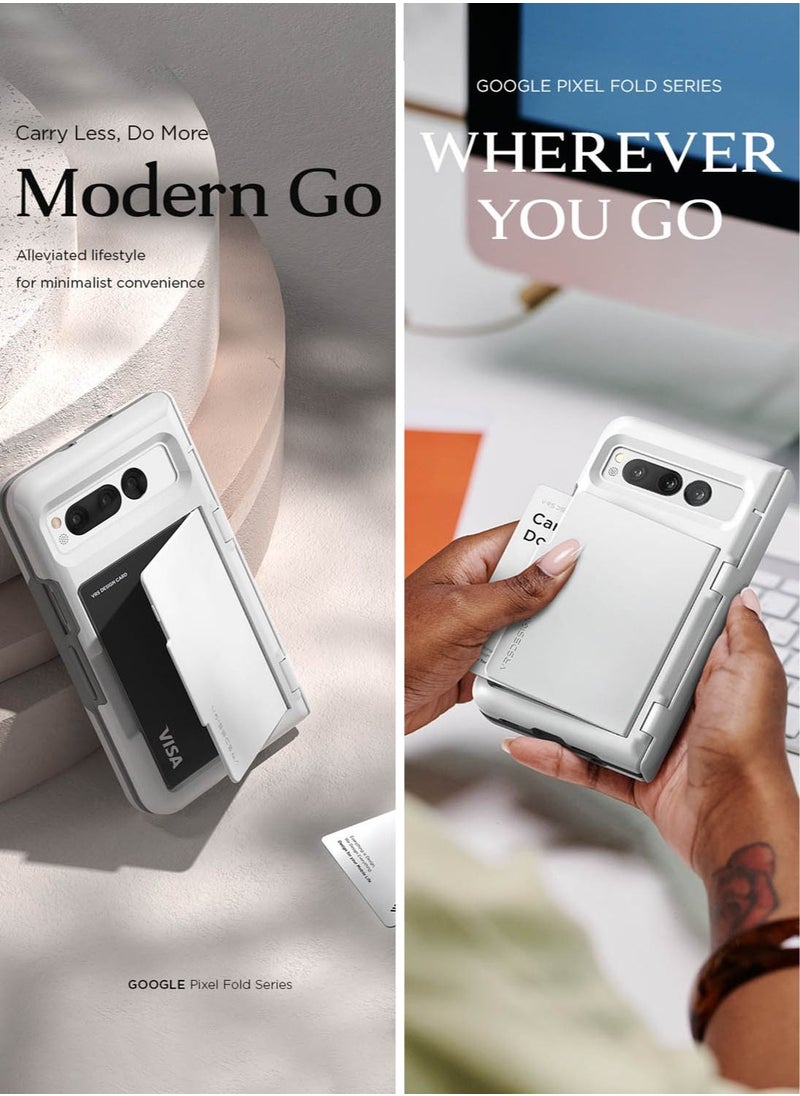 VRS Design - Terra Guard Modern Go Google Pixel Fold Case Cover Wallet with Hinge Protection & 2 Card Storage - White - Image 1