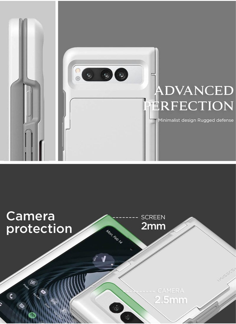 VRS Design - Terra Guard Modern Go Google Pixel Fold Case Cover Wallet with Hinge Protection & 2 Card Storage - White - Image 1