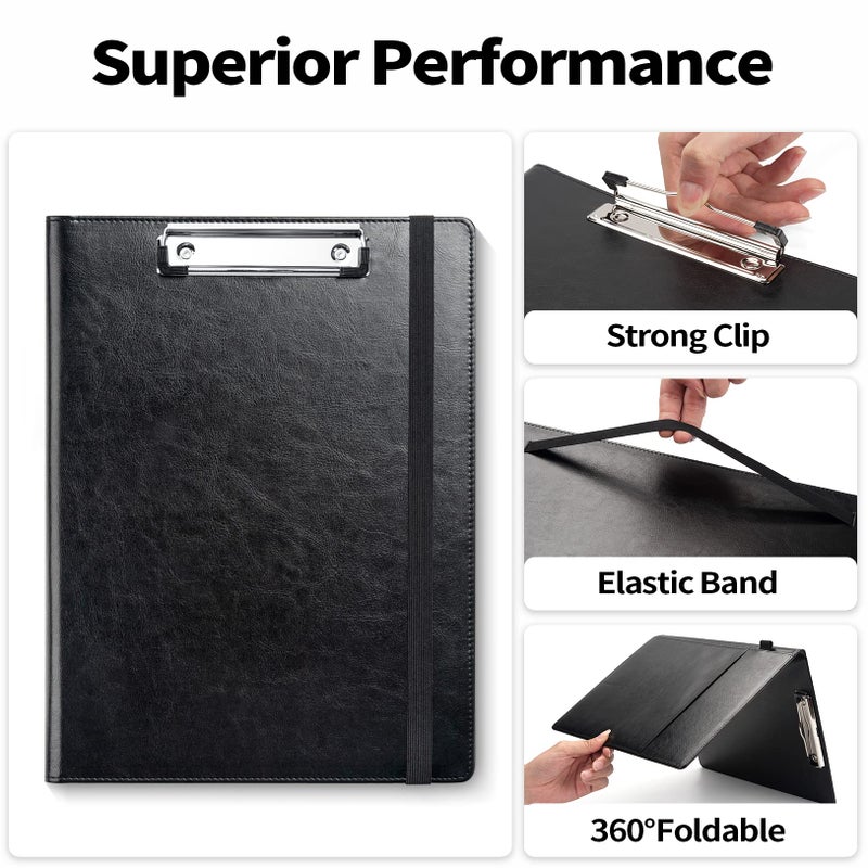 Sooez Premium PU Leather Padfolio Clipboard with Notepad, Letter Size, Black - Image 5