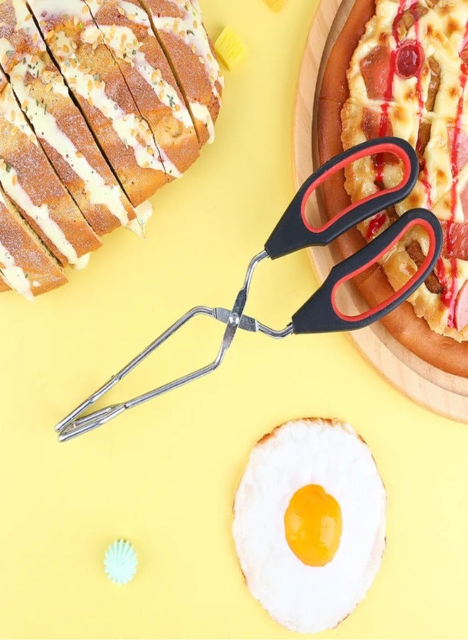 ملقط طعام بمقص من الفولاذ المقاوم للصدأ - مشبك متعدد الأغراض للشواء والخبز والمعجنات والشواية للمطبخ والبوفيه والتقديم - Image 1