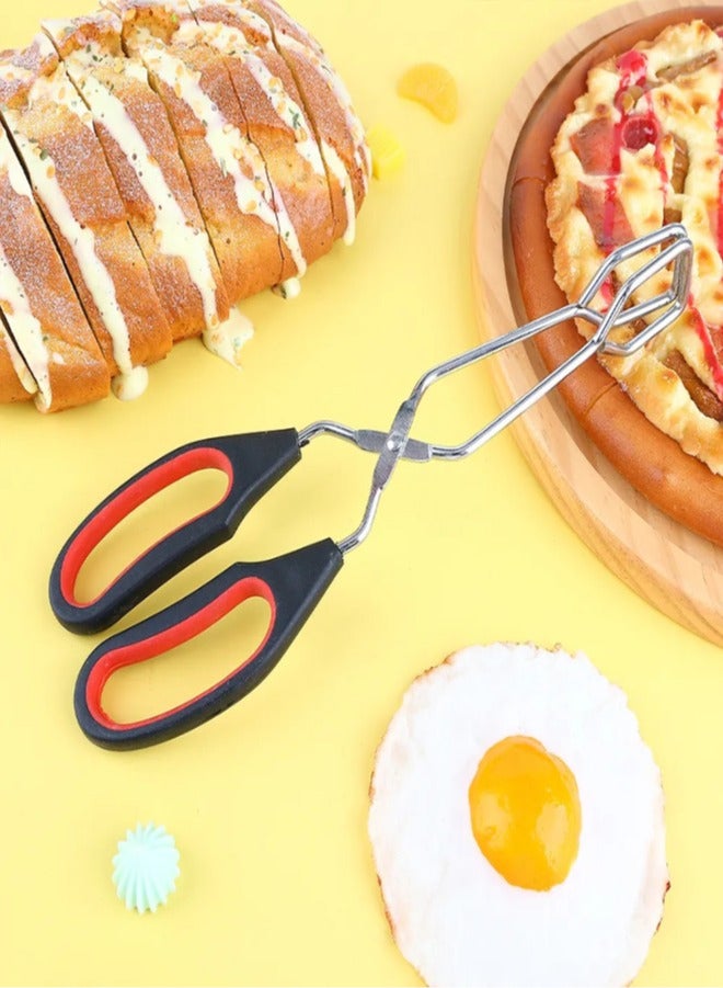 ملقط طعام بمقص من الفولاذ المقاوم للصدأ - مشبك متعدد الأغراض للشواء والخبز والمعجنات والشواية للمطبخ والبوفيه والتقديم - Image 2