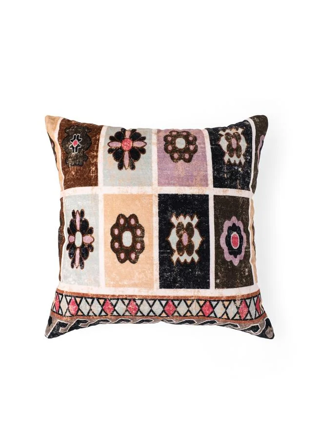 Sanskrutihomes Velvet Multi Geo Cushion Cover, Medium