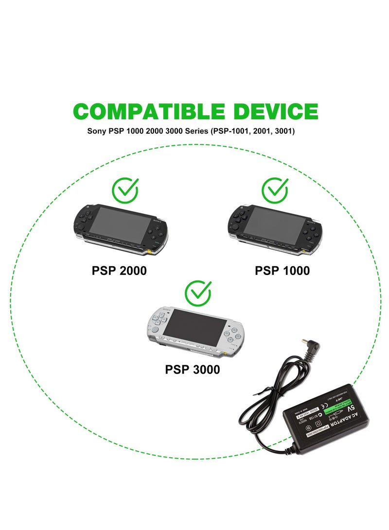 PSP Replacement Charger AC Adapter Power Supply EU Plug Home Wall Travel Charging Cord Cable Accessories Kit Compatible with Sony PlayStation Portable PSP 1000 Slim & Lite 2000 3000 Series - Image 4