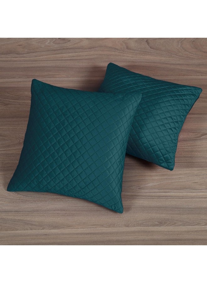 KINGLY Velvet Diwan Cover Set in Green Blue - Luxury Quilted Diwan Cover with Cushion and Bolster Covers for Home Décor - Image 2