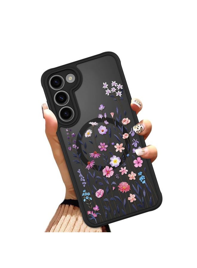OOK Case for Samsung Galaxy S23 Plus 6.7 Inch (Wireless Charging Compatible) Floral Flowers Translucent Phone Cover Soft TPU + Hard PC Anti-Scratch Shockproof Magnetic Case for Women - Image 1