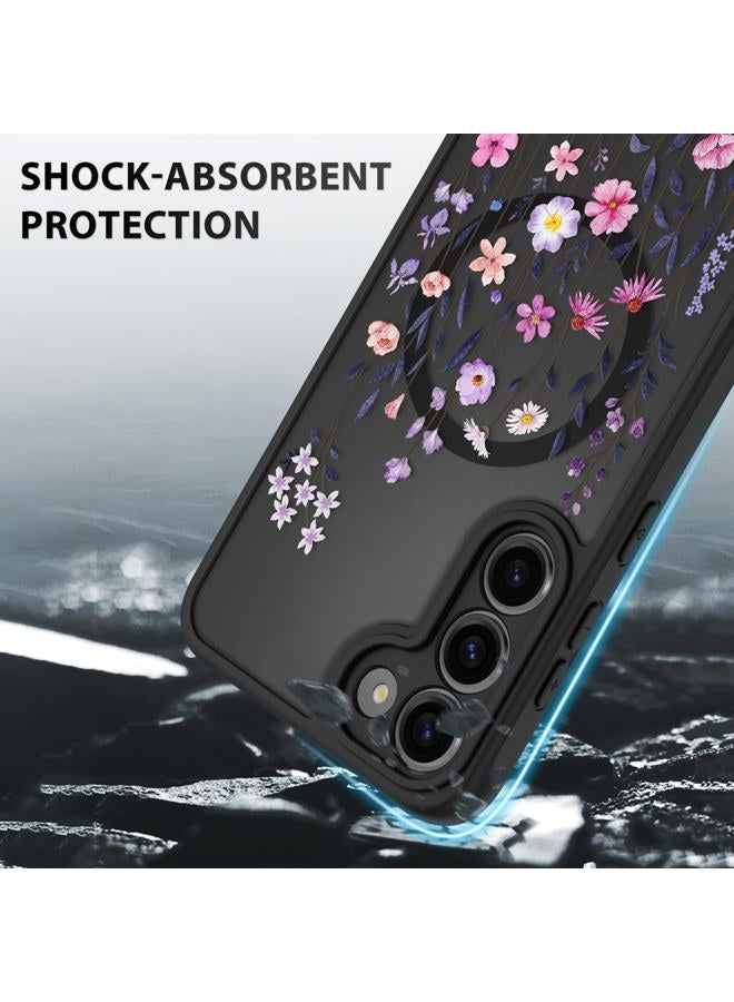 OOK Case for Samsung Galaxy S23 Plus 6.7 Inch (Wireless Charging Compatible) Floral Flowers Translucent Phone Cover Soft TPU + Hard PC Anti-Scratch Shockproof Magnetic Case for Women - Image 4