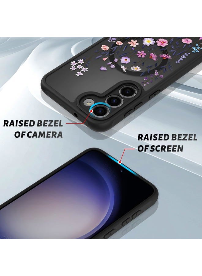 OOK Case for Samsung Galaxy S23 Plus 6.7 Inch (Wireless Charging Compatible) Floral Flowers Translucent Phone Cover Soft TPU + Hard PC Anti-Scratch Shockproof Magnetic Case for Women - Image 3