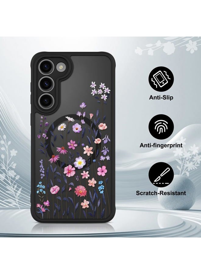 OOK Case for Samsung Galaxy S23 Plus 6.7 Inch (Wireless Charging Compatible) Floral Flowers Translucent Phone Cover Soft TPU + Hard PC Anti-Scratch Shockproof Magnetic Case for Women - Image 5