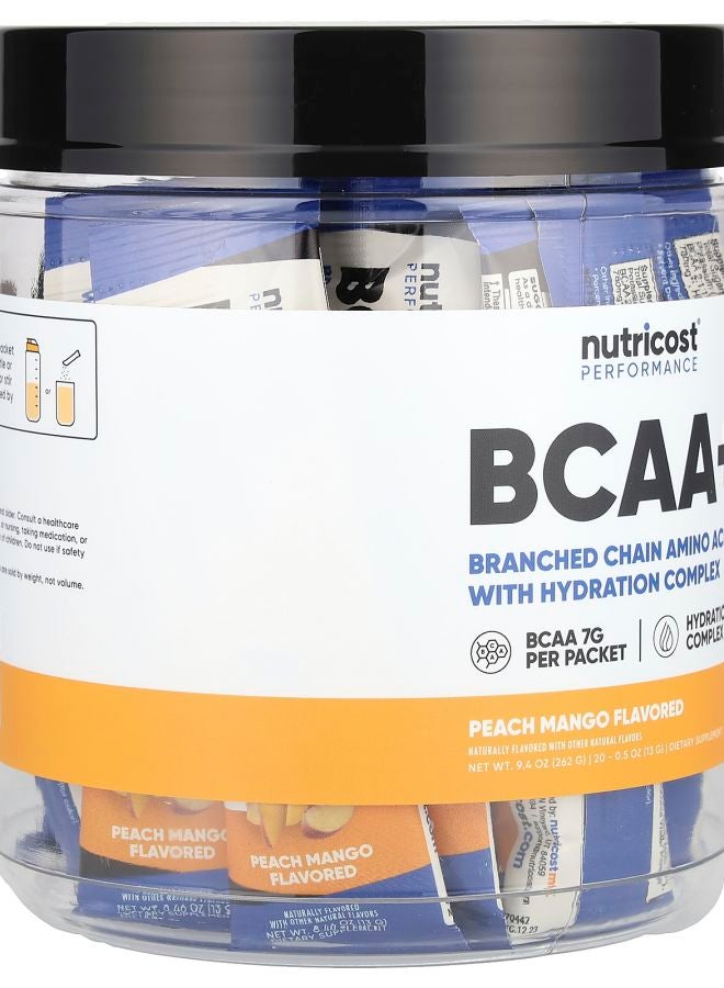 Nutricost Performance BCAA+ Peach Mango 20 Packets 0.5 oz (13 g) Each - Image 2
