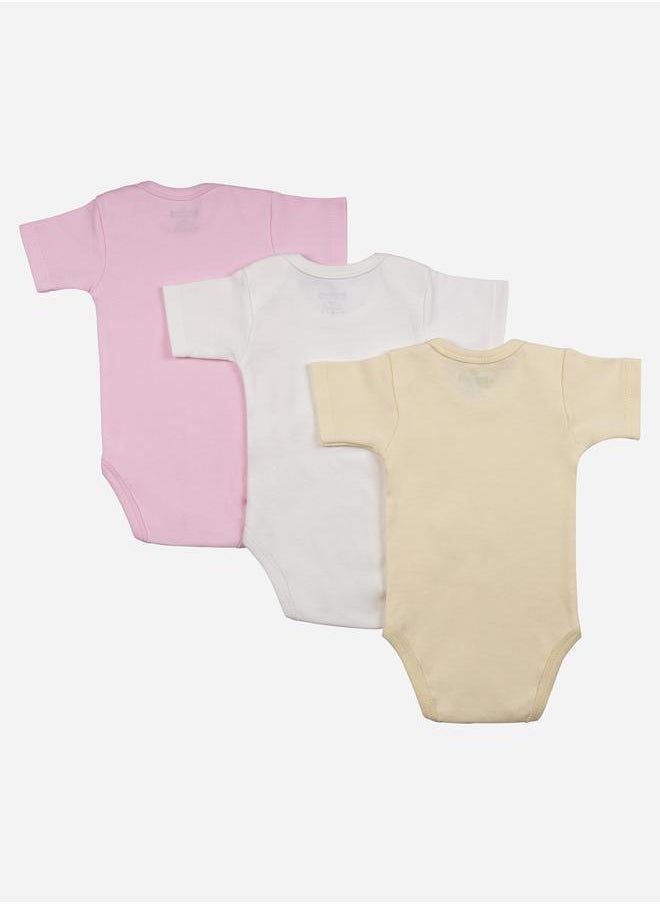 Babies Basic - Pack of 3 - Solid Short Sleeves Bodysuit by Styli - Image 1