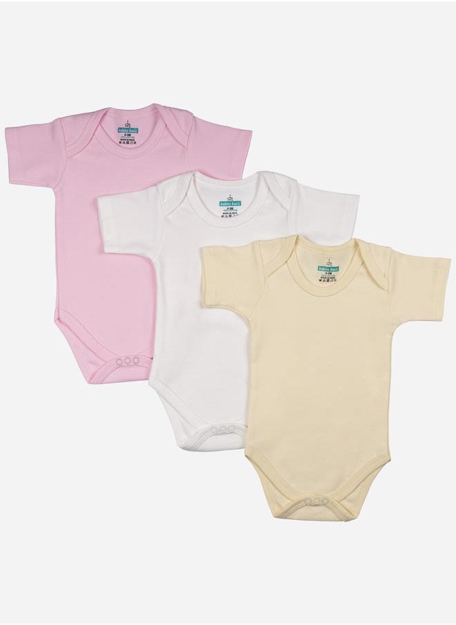 Babies Basic - Pack of 3 - Solid Short Sleeves Bodysuit by Styli - Image 1