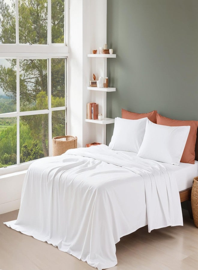 RUVANTI 100% Organic Cotton Sheets King Size, Percale Weave, GOTS Certified, 4-Piece Set, Deep Pocket 15", Crisp & Breathable, Soft Durable Bedding, Sábanas Algodón Orgánico - Bright White - Image 2