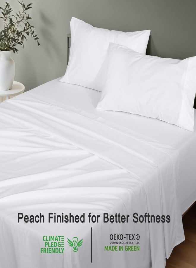 RUVANTI 100% Organic Cotton Sheets King Size, Percale Weave, GOTS Certified, 4-Piece Set, Deep Pocket 15", Crisp & Breathable, Soft Durable Bedding, Sábanas Algodón Orgánico - Bright White - Image 5