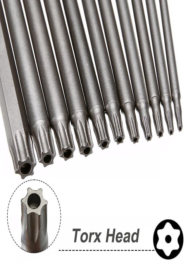 Saipe 11pcs 200mm Extra Long Torx Screwdriver Bit Set, Magnetic Head S2 Steel Star Screw Driver Drill Bits 1/4" Hex Shank Tamper Proof Security Bit Set (T6-T40) - Image 4