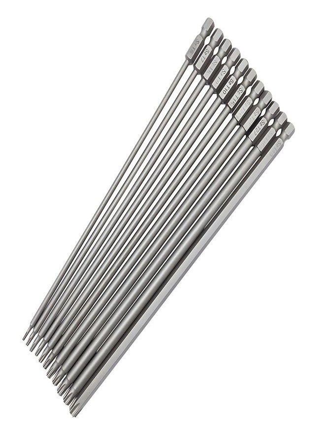 Saipe 11pcs 200mm Extra Long Torx Screwdriver Bit Set, Magnetic Head S2 Steel Star Screw Driver Drill Bits 1/4" Hex Shank Tamper Proof Security Bit Set (T6-T40) - Image 1