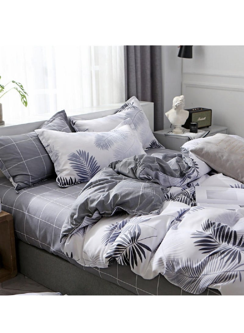 Sharpdo 4-Piece Bedding Set Sheet set Comforter Set Luxurious Cotton and Soft Microfiber with 1 Duvet/Quilt Cover And 1 Flat sheet And 2 Pillowcases Queen 2.0m bed (200*230cm) - Image 5