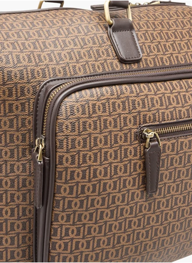 دوتشيني Men's Printed Duffle Bag with Zip Closure and Double Handle
