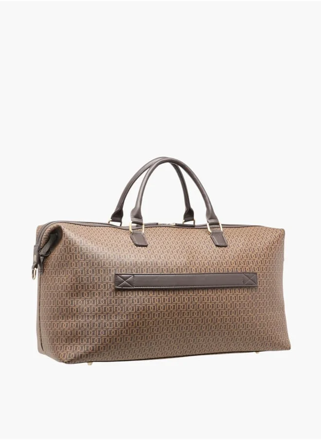 دوتشيني Men's Printed Duffle Bag with Zip Closure and Double Handle