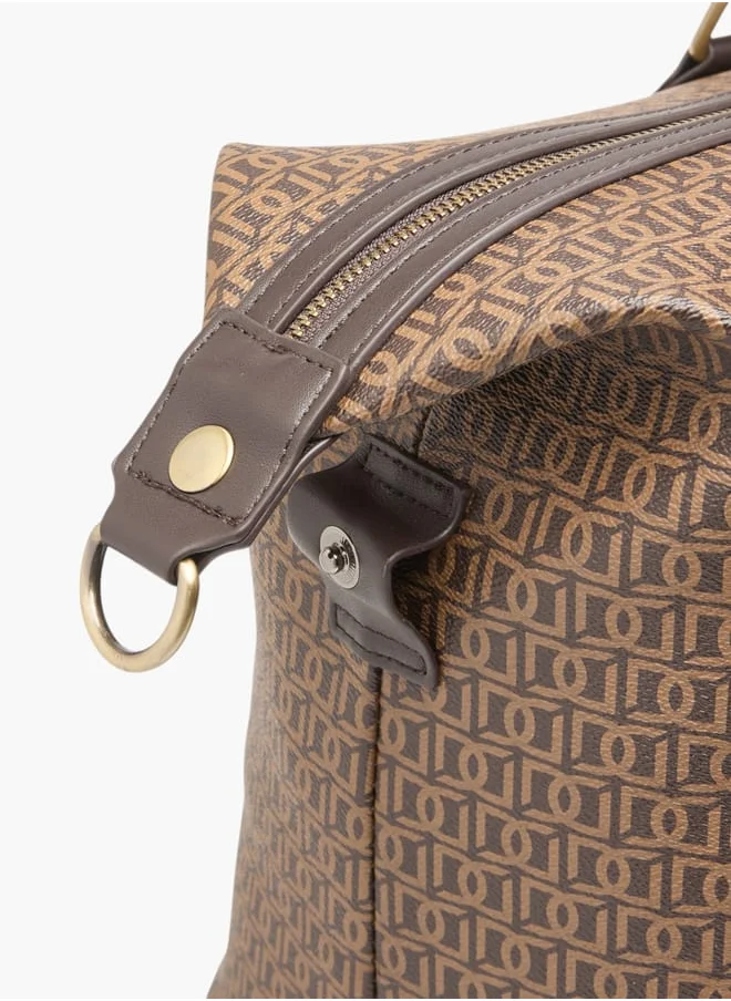 دوتشيني Men's Printed Duffle Bag with Zip Closure and Double Handle