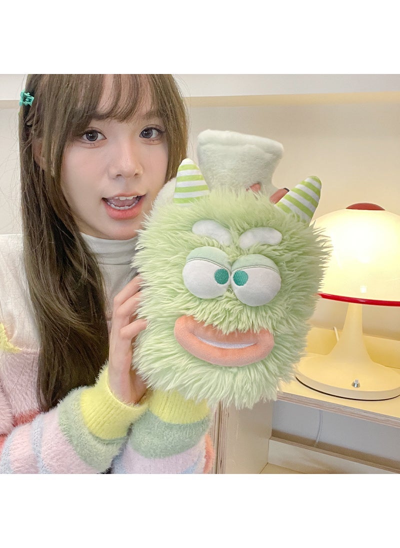 Generic Hot water bag water injection hot water bag explosion-proof large belly compress for girls Big Aunt large cute cartoon hot compress Light green 