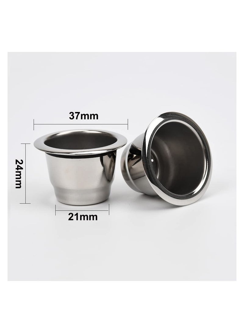 SOLARAE كبسولات إسبريسو قابلة لإعادة الاستخدام من الفولاذ المقاوم للصدأ مع أغطية من رقائق الألمنيوم - متوافقة مع آلات نسبرسو الأصلية (2 كوب + 100 غطاء) لصنع القهوة الصديقة للبيئة. - Image 4