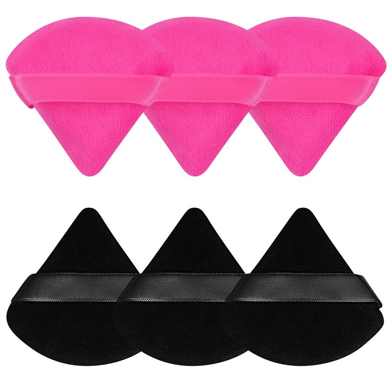 Pimoys 6 Pieces Powder Puff Face Soft Triangle Makeup Puff for Loose Powder Setting Powder, Velour Foundation Sponge Makeup Blender Sponge Beauty Makeup Tool - Image 1