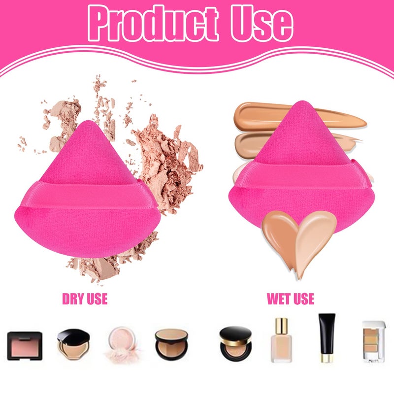 Pimoys 6 Pieces Powder Puff Face Soft Triangle Makeup Puff for Loose Powder Setting Powder, Velour Foundation Sponge Makeup Blender Sponge Beauty Makeup Tool - Image 3
