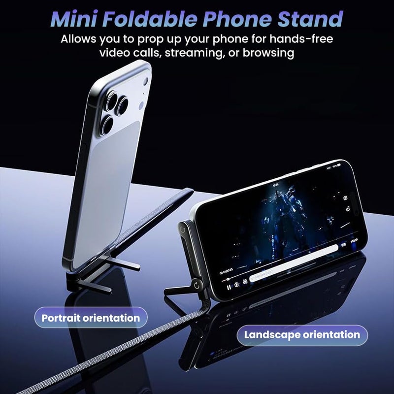 ELEPHANTBOAT® PD 240W TYPE C Charging Cable 6.6ft Flat Nylon Webbing Fast Charging Cable, Angled TYPE C Connector Design with Integrated Mini Folding Phone Stand - Image 3