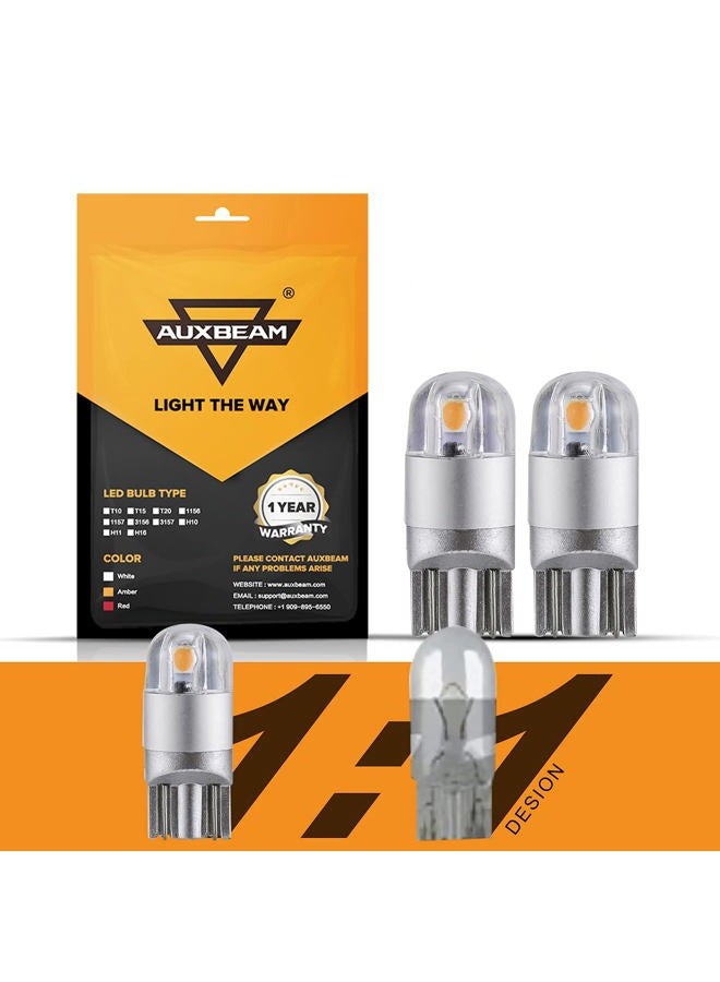 Auxbeam 194 T10 LED Bulbs Amber Yellow, Non-Polarity Extremely Bright 168 W5W Car Interior Lights, T10 Replacement Bulb for License Plate lights, Dome Map Light, Dashboard Lights, 2 PCS - Image 1