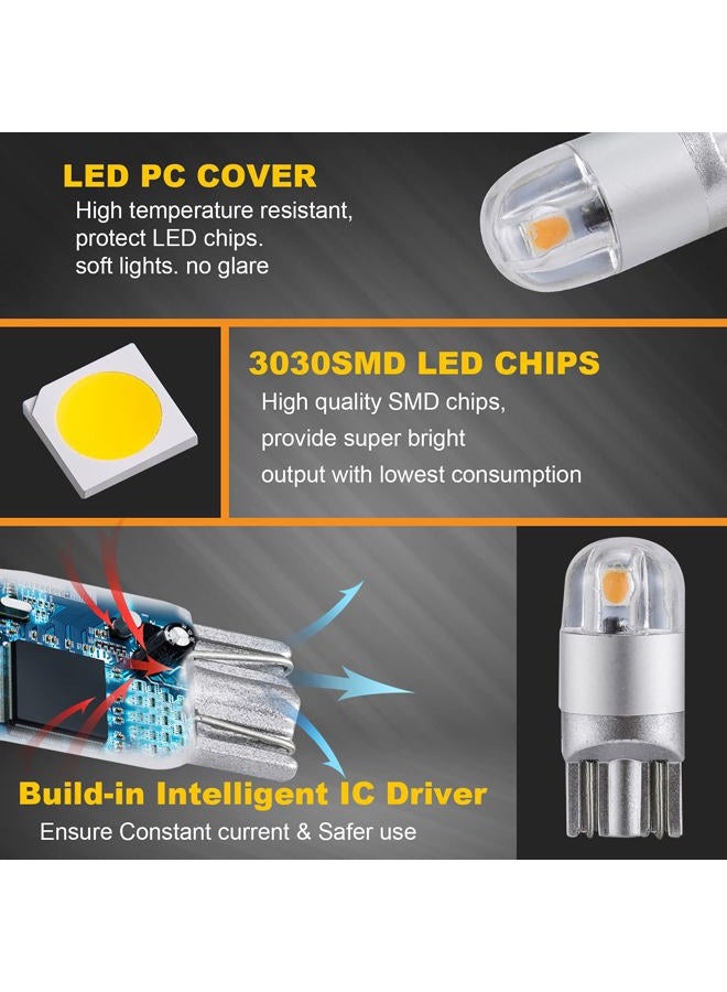 Auxbeam 194 T10 LED Bulbs Amber Yellow, Non-Polarity Extremely Bright 168 W5W Car Interior Lights, T10 Replacement Bulb for License Plate lights, Dome Map Light, Dashboard Lights, 2 PCS - Image 4