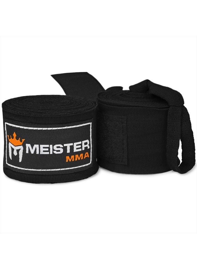 Meister أربطة يد شبه مرنة للكبار بطول 180 بوصة لممارسة فنون القتال المختلطة والملاكمة (زوج) - أسود - Image 1