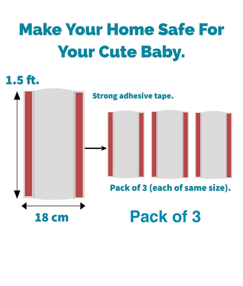 KidDough Baby Proofing Finger Pinch Door Guard for Kids- (Pack of 3) | Slamming Door Protection for Child Safety |Door Crack Protector | Door Hinge Guard for Kids, Child, Babies. (Transparent) - Image 4