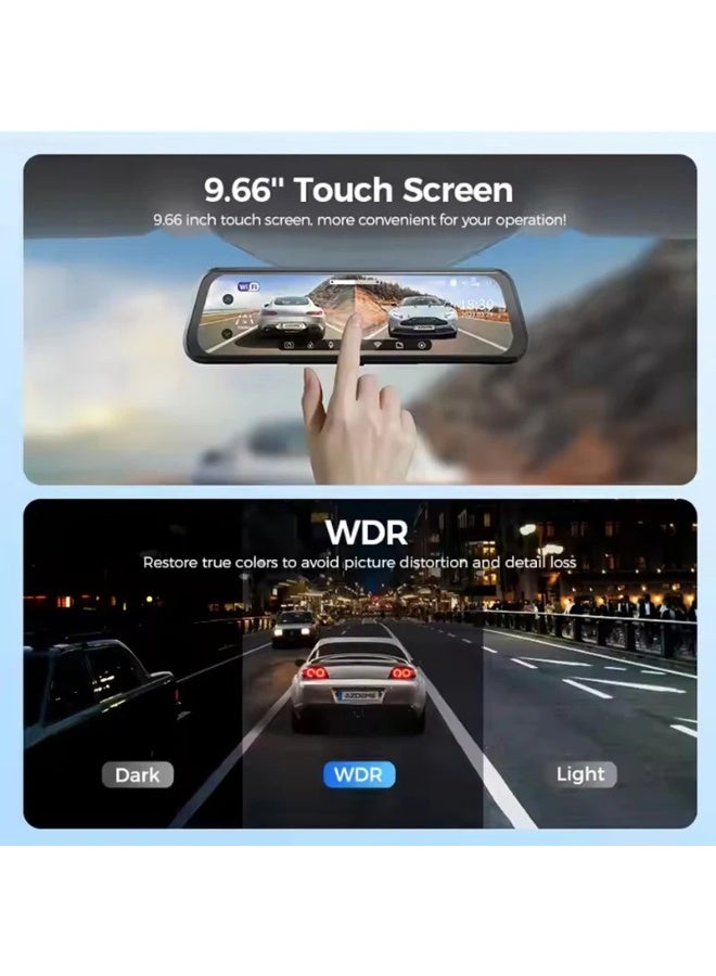 AZDOME Mirror Dash Cam Front 4K+1080P Rear View Mirror Camera for Cars Dual Camera With GPS WiFi 24H Parking Mode - Image 5