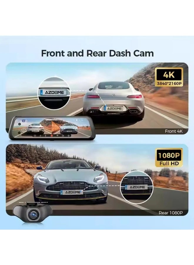 AZDOME Mirror Dash Cam Front 4K+1080P Rear View Mirror Camera for Cars Dual Camera With GPS WiFi 24H Parking Mode - Image 3
