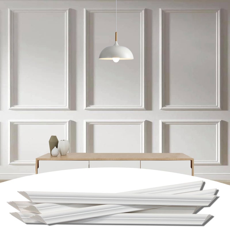 Lunghaa 6-Frame Premade Accent Wall Molding Kit, Ready-to-Assemble Wainscoting Panels, Pre-Cut Chair Rail Moulding Trim for Home DÃ©cor - Image 1