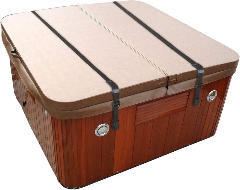 UCEDER 2 PCS Heavy Duty Hot Tub Cover Wind Straps FITS Most SPAS Locks Adjustable Length 81"~146" (Black, 12 Ft) - Image 1